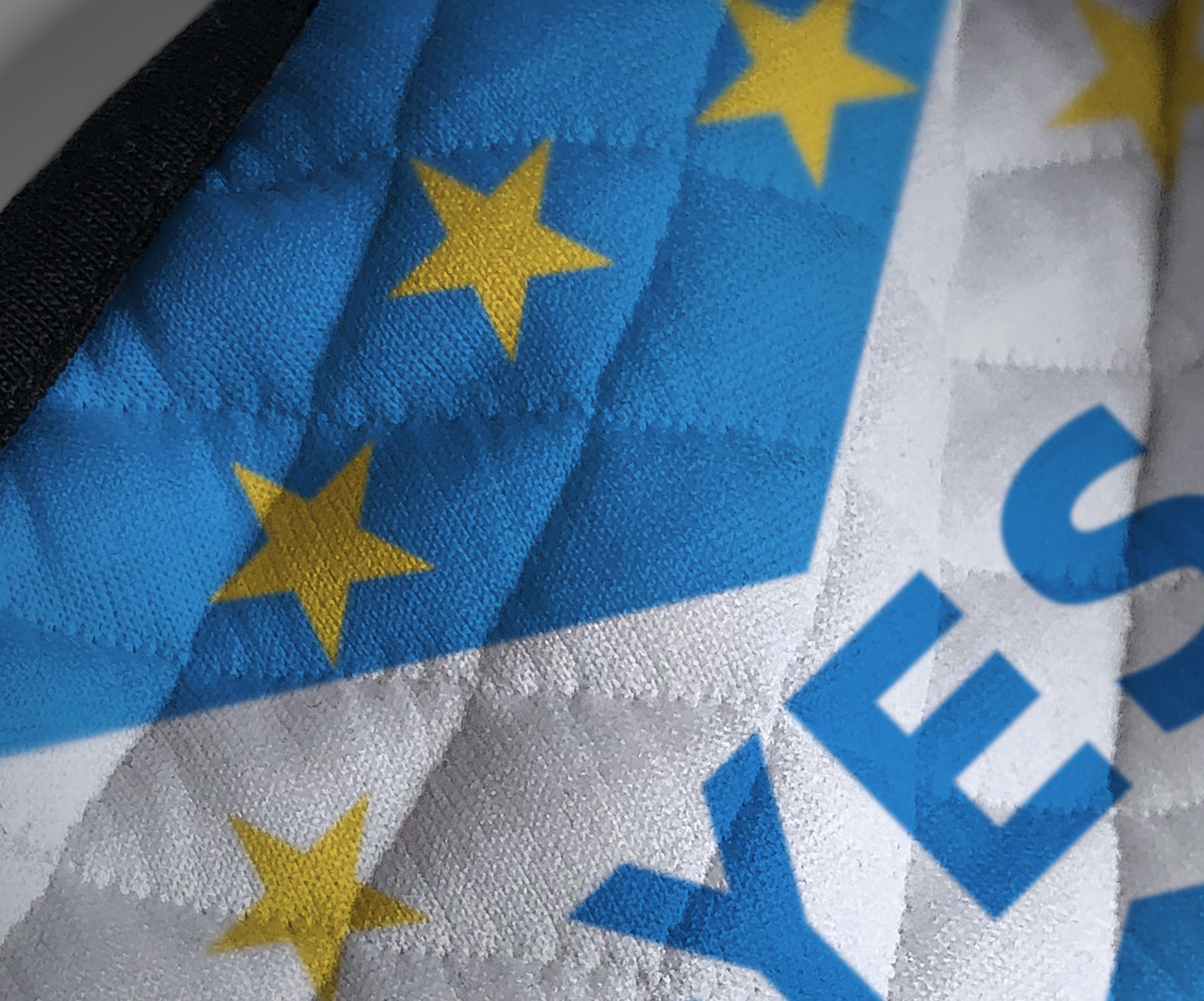 YES IT'S TIME - Alba Gu Brath - Pro EU - European Union - Nicola Sturgeon - Scottish Saltire face mask cloth covering - Nicola Sturgeon - by Steven Patrick Sim the Tartan Artisan - Stevie Tartan Guy - Printed cloth