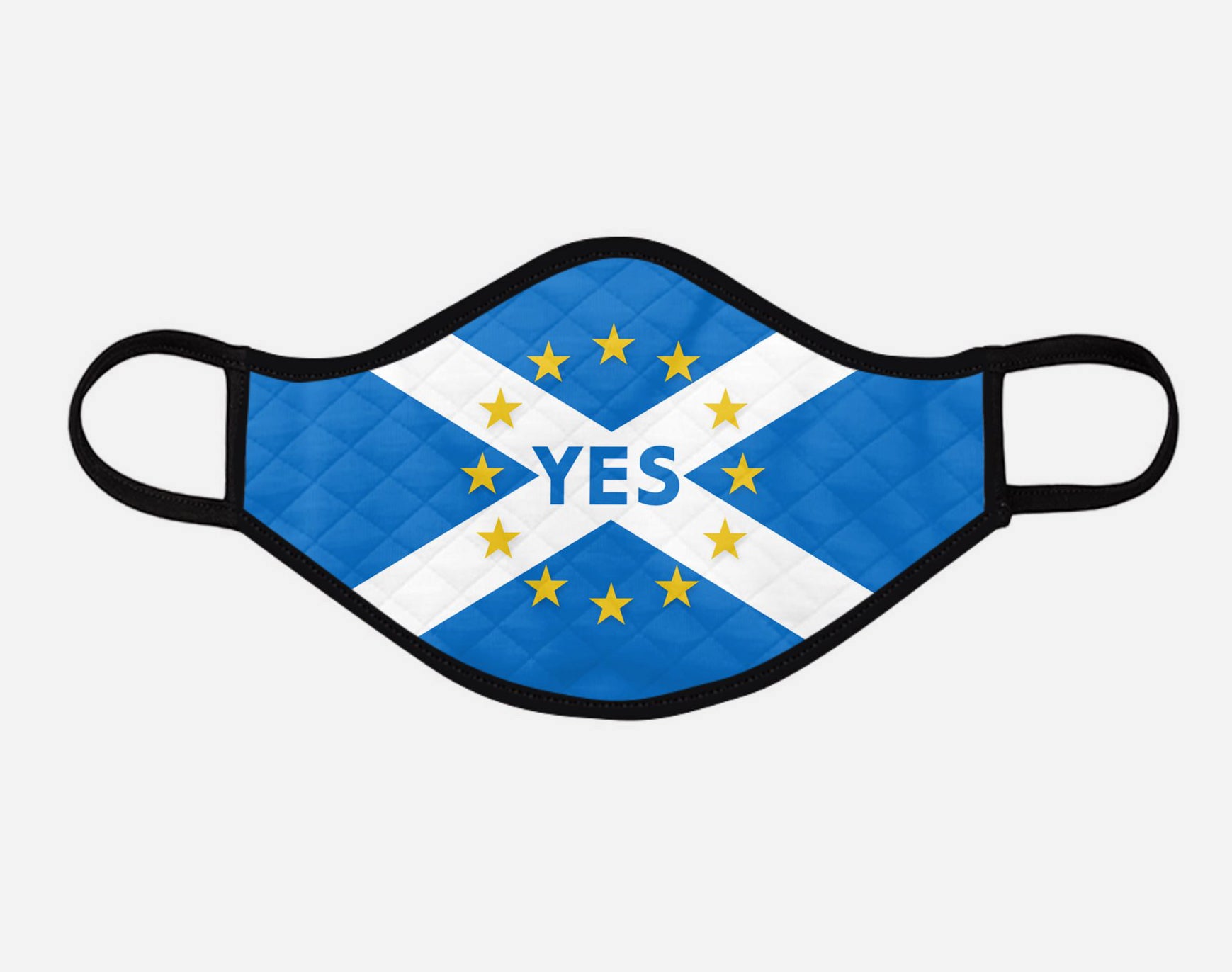 The Scottish Scotland Saltire YES IT'S TIME - Alba Gu Brath - Pro EU - European Union - Nicola Sturgeon - Face Mask - Large - by the Steven Patrick Sim Tartan Artisan - Stevie Tartan Guy Arbroath, Scotland