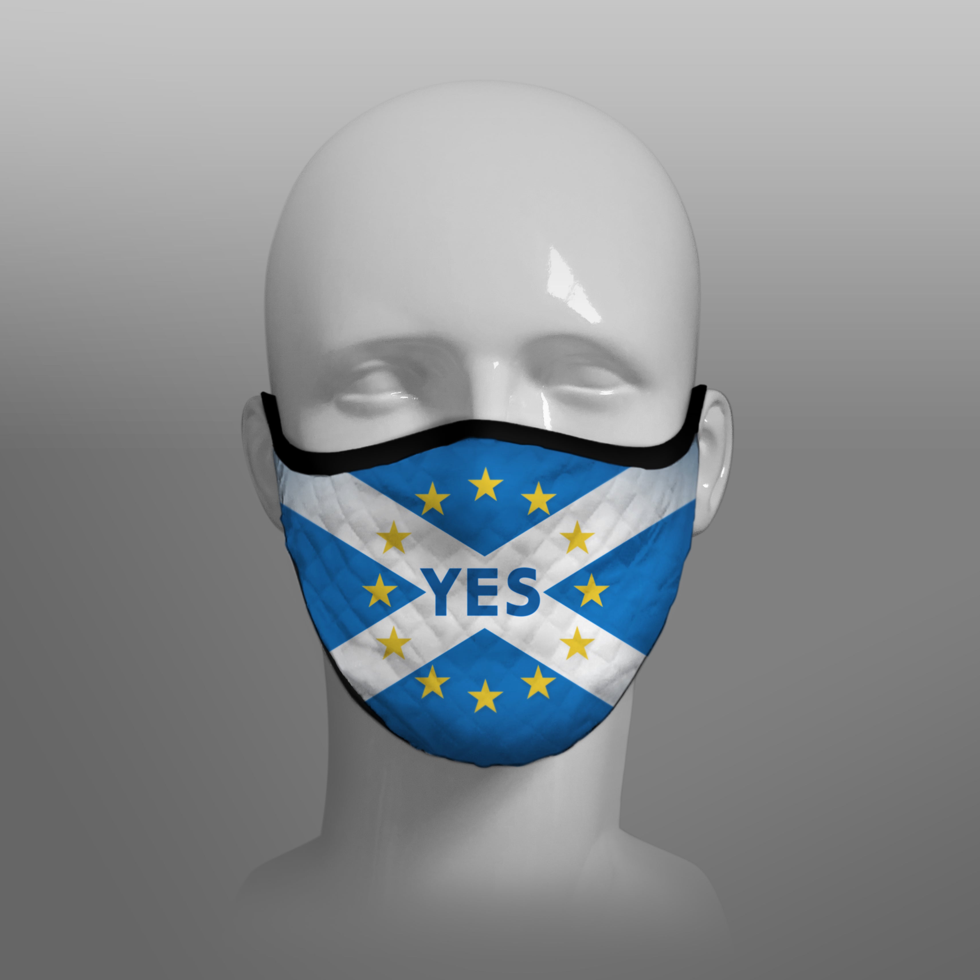 The Scottish Scotland Saltire YES IT'S TIME - Alba Gu Brath - Pro EU - European Union - Nicola Sturgeon - Face Mask - face covering small - by Steven Patrick Sim the Tartan Artisan - Stevie Tartan Guy