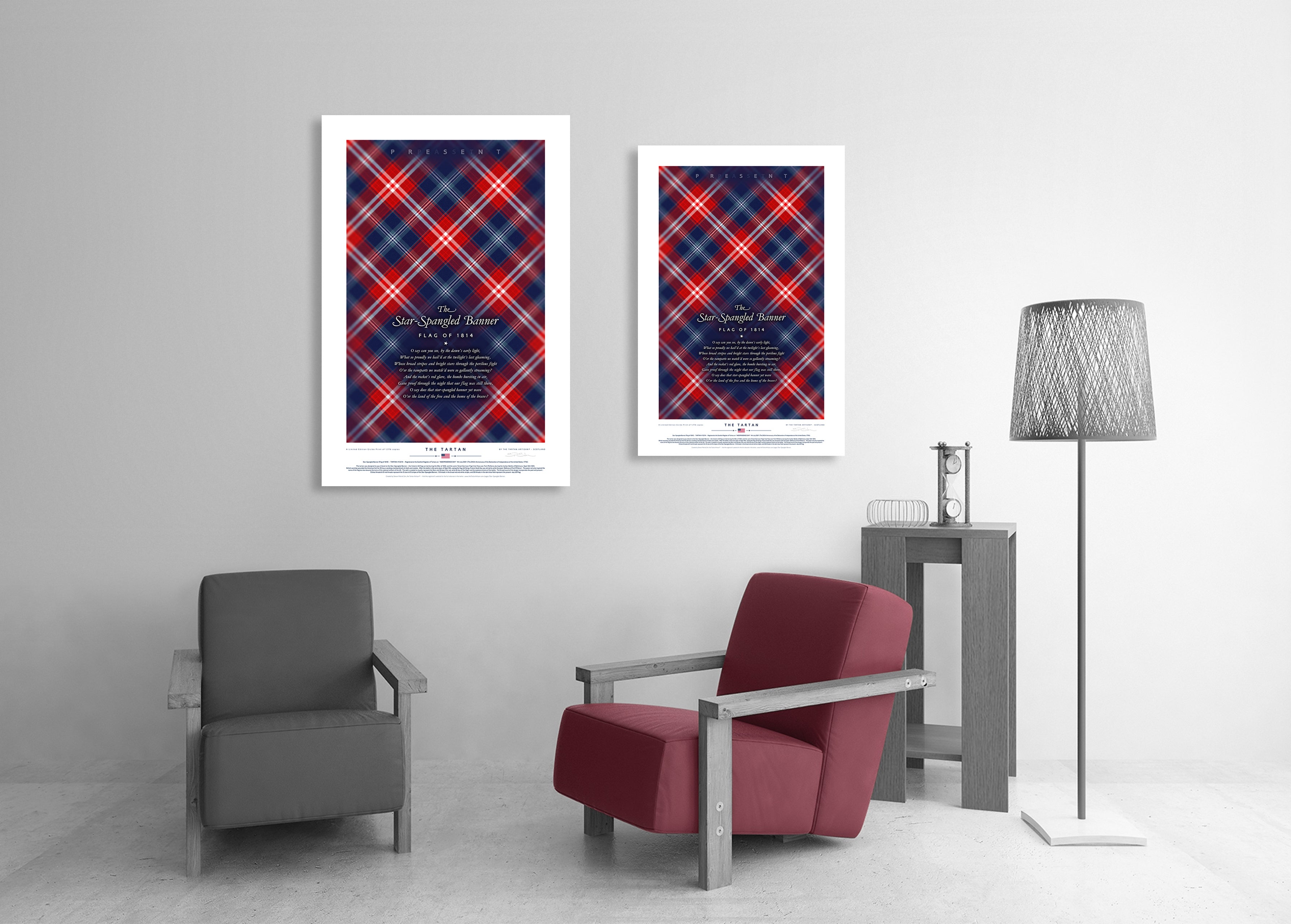 Star-Spangled Banner Tartan two sizes compared fine art published print - PRESENT