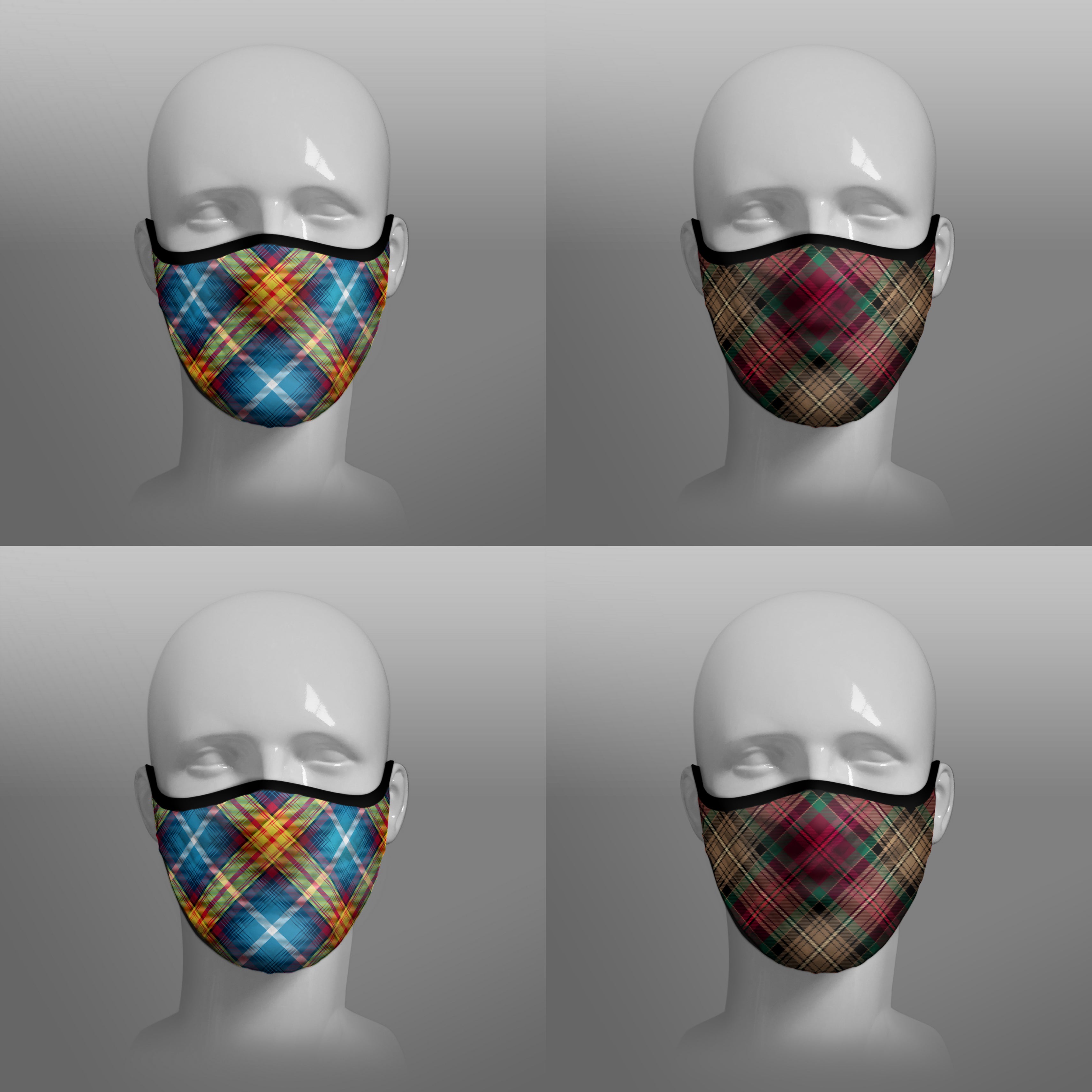 The Declaration of Scottish Independence Arbroath 6th April 1320 700th Anniversary 7th Centennial Contoured Tartan - Nicola Sturgeon - Scottish Saltire - Face Mask - exclusively produced by Steven Patrick Sim the Tartan Artisan - Scotland - mixed pack of 4