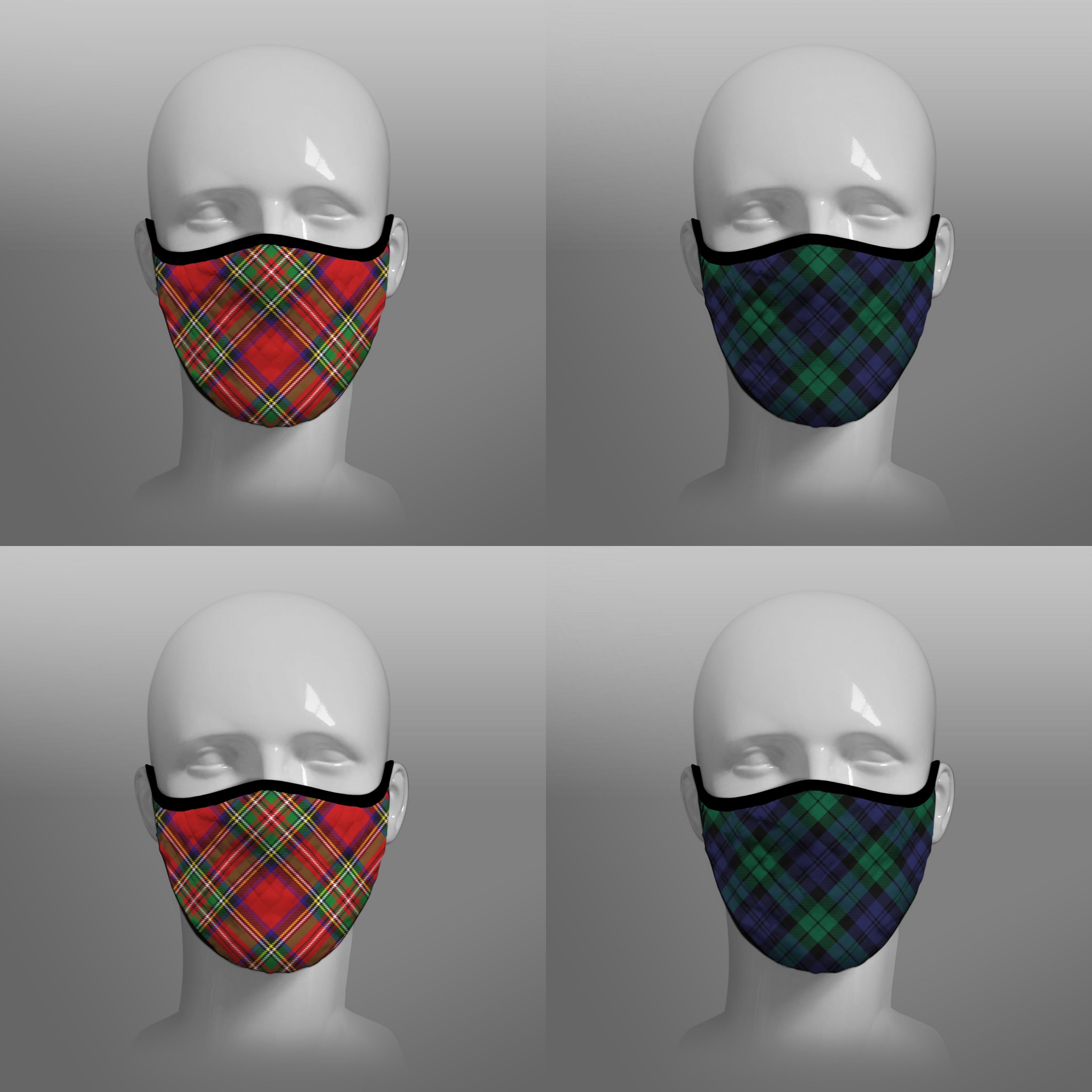 Royal Stewart tartan face covering - Nicola Sturgeon - by Steven Patrick Sim the Tartan Artisan - Stevie Tartan Guy - mixed pack of 4
