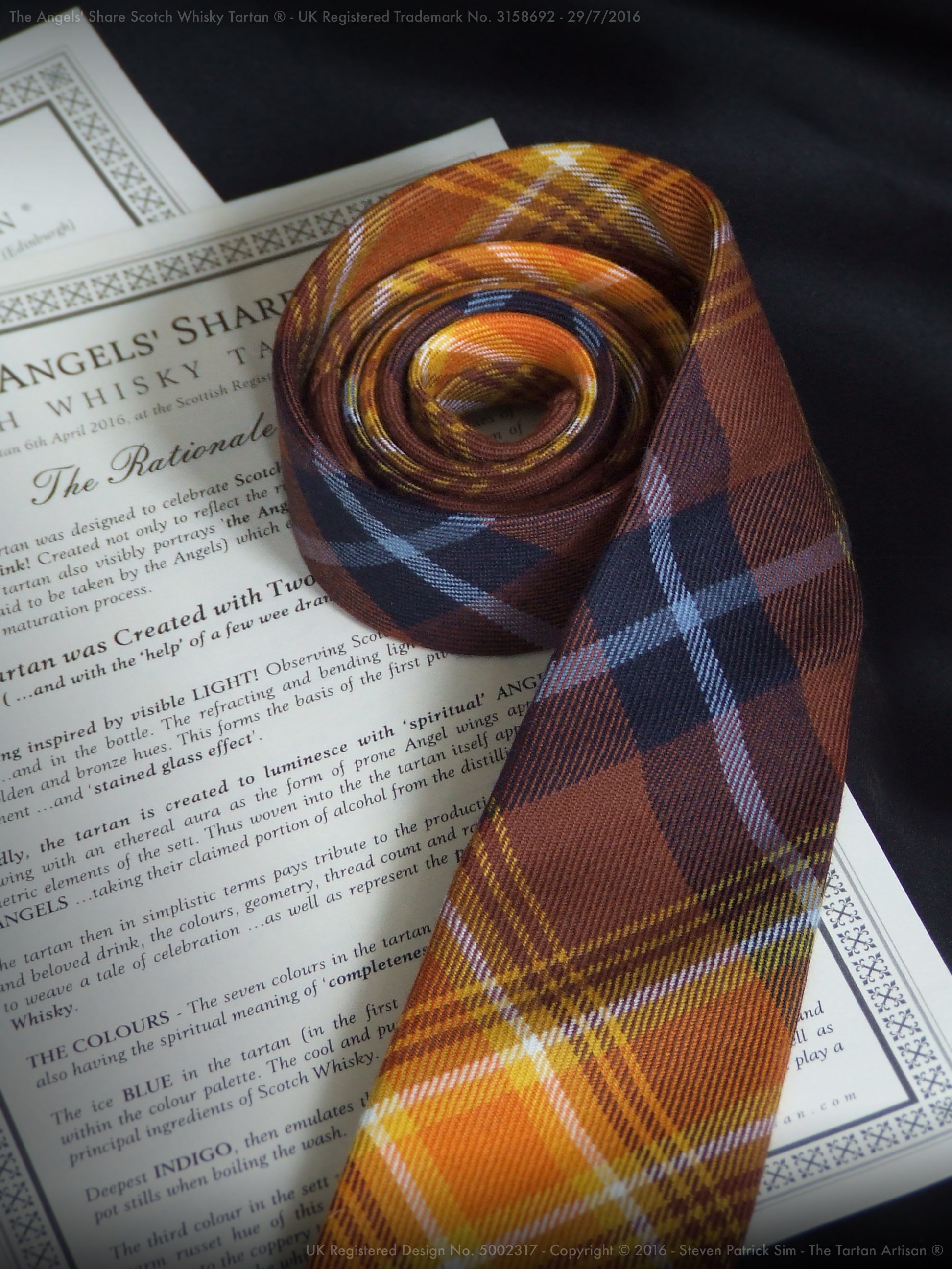 The Angels' Share Scotch Whisky Tartan® ~ Worsted Wool Tie - by Steven Patrick Sim the Tartan Artisan made in Scotland