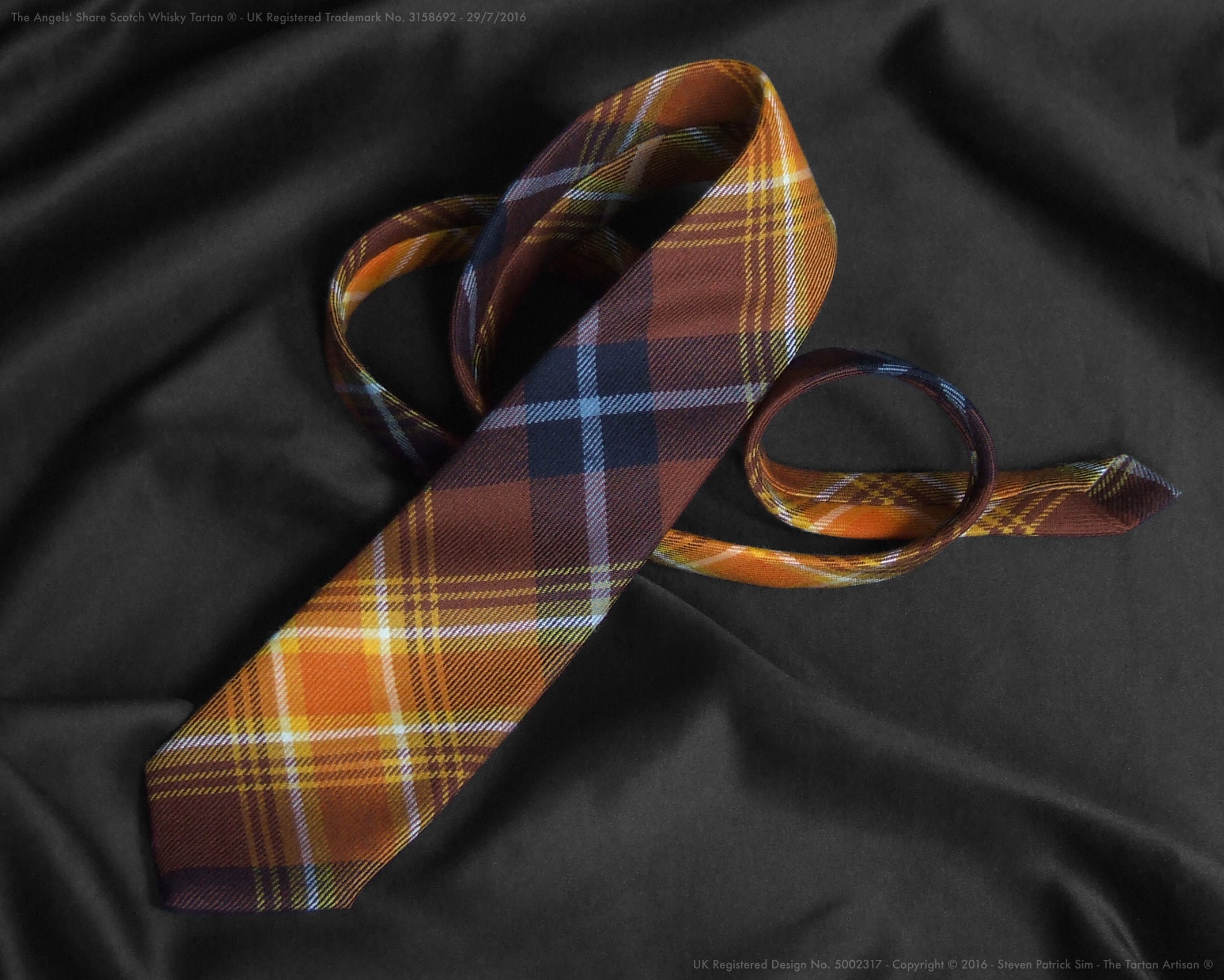The Angels' Share Scotch Whisky Tartan® ~ Worsted Wool Tie - by Steven Patrick Sim the Tartan Artisan tartan woven on the Isle of Bute
