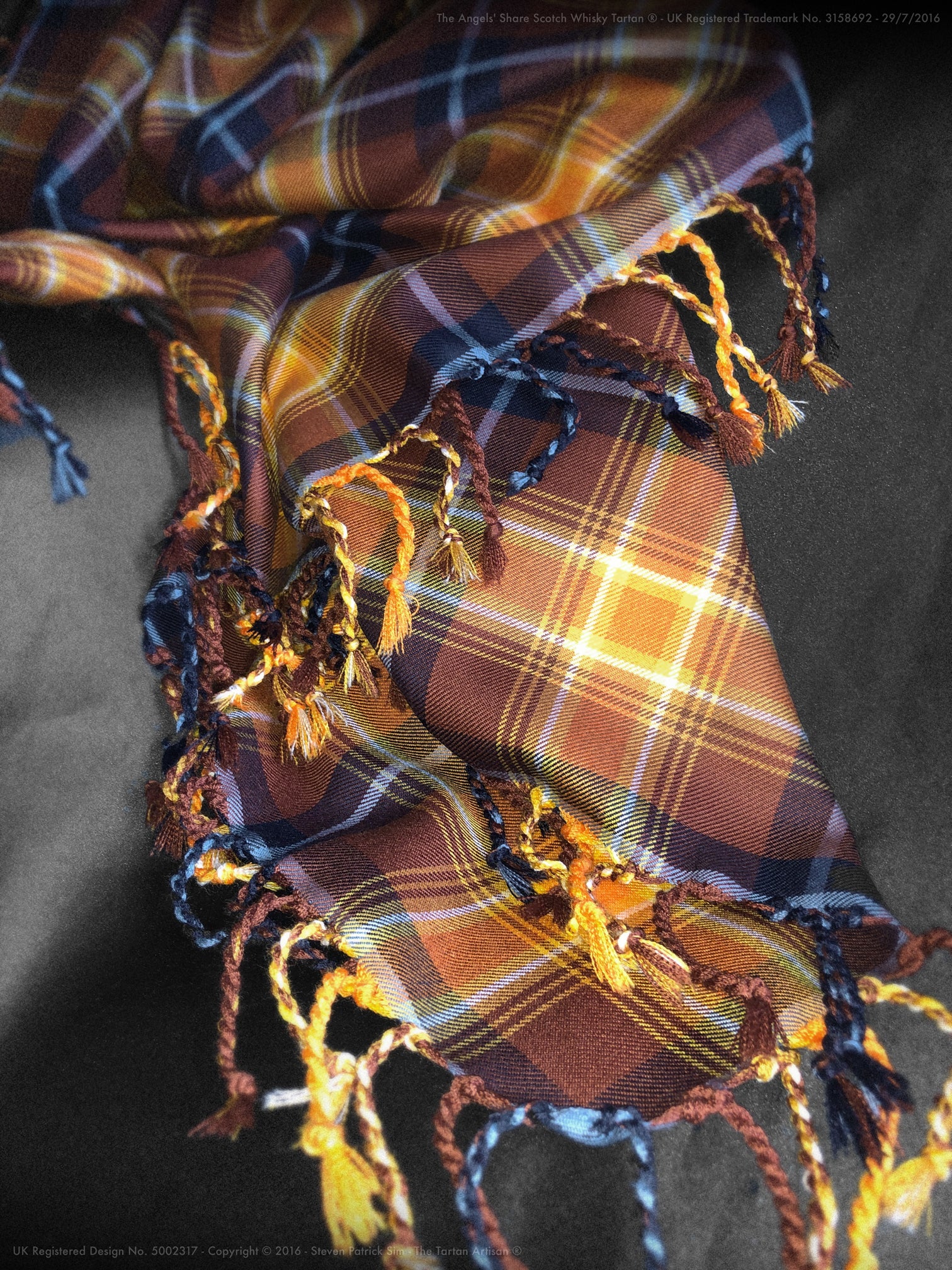 The Angels' Share Scotch Whisky Tartan® ~ Purled and knotted Furniture Throw