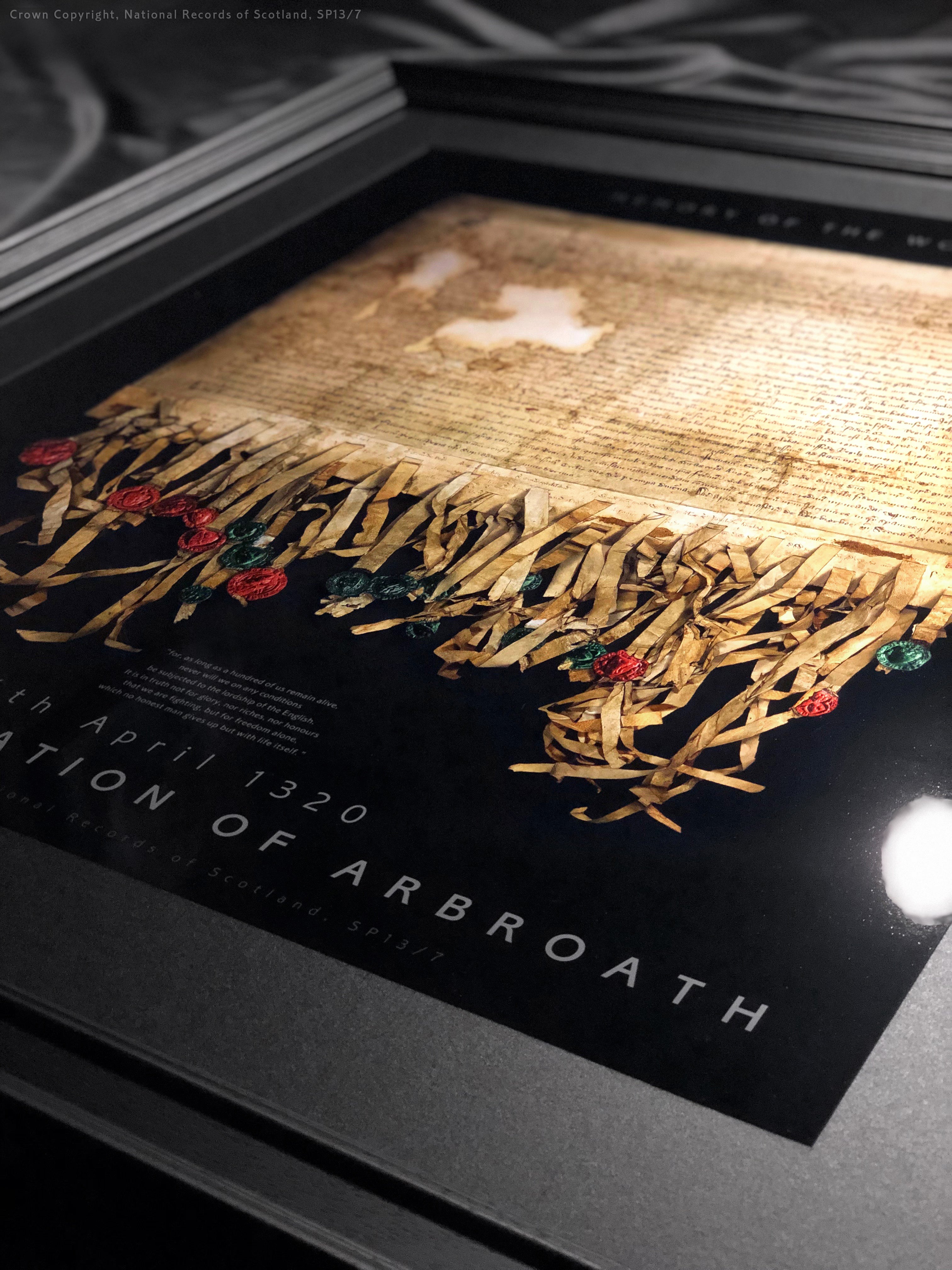 The Declaration of Arbroath Gold Metallic Prints - Limited Edition - laser printed Fine Art Metallic print! Certified by holographic certificate - Black Onyx