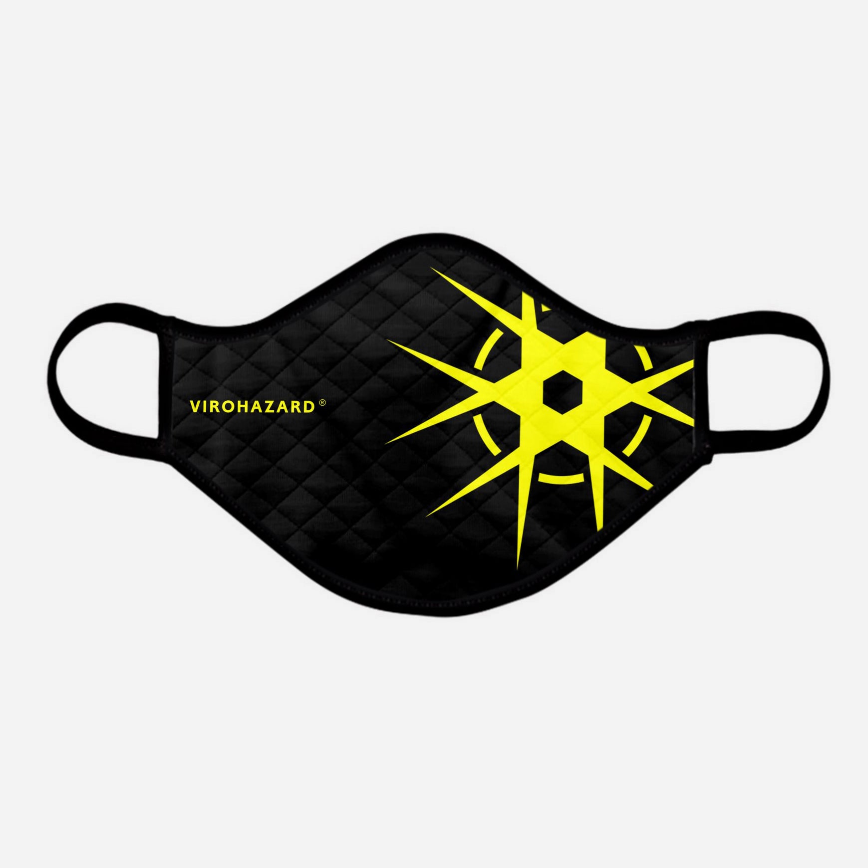 Virohazard tartan face mask facemask face-mask covid - 19 - pandemic Coronavirus - Nicola Sturgeon - Scottish cloth face covering filter - by Steven Patrick Sim the Tartan Artisan - Stevie Tartan Guy - yellow logo with black - extra large - registered trade mark