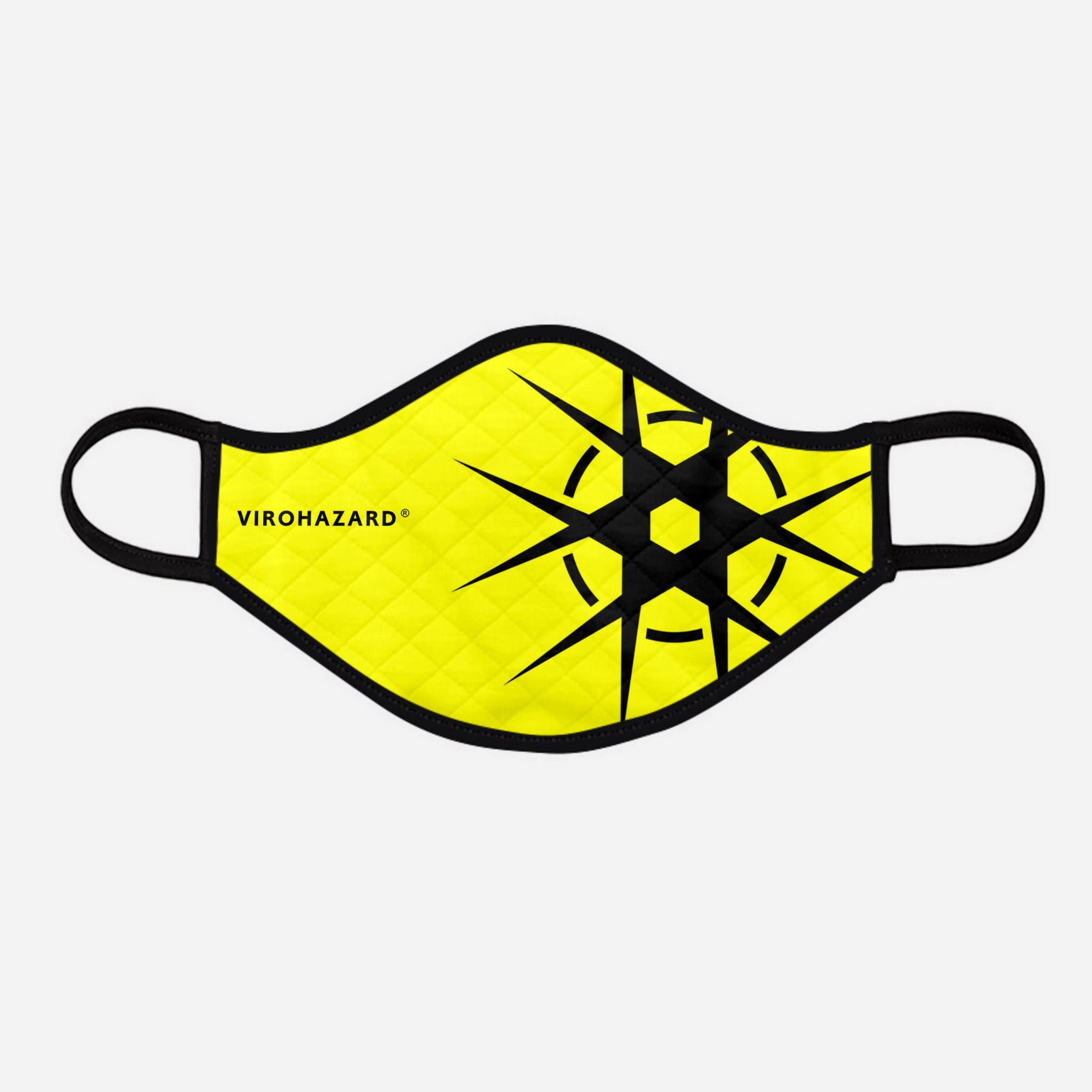 Virohazard tartan face mask facemask face-mask covid - 19 - pandemic Coronavirus - Nicola Sturgeon - Scottish cloth face covering filter - by Steven Patrick Sim the Tartan Artisan - Stevie Tartan Guy - black logo with yellow - large - registered trade mark