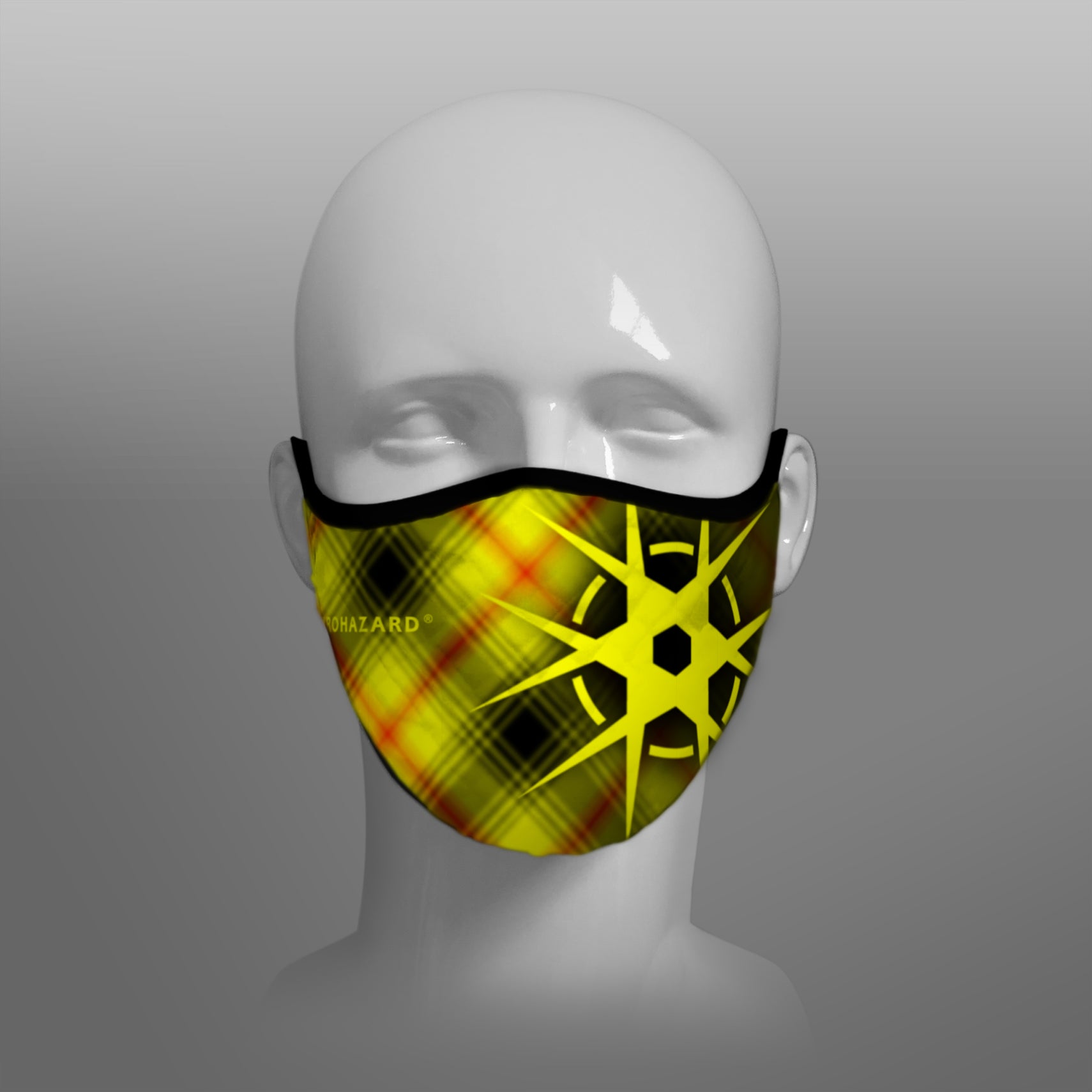 Virohazard tartan face mask facemask face-mask covid - 19 - pandemic Coronavirus - Nicola Sturgeon - Scottish cloth face covering filter - by Steven Patrick Sim the Tartan Artisan - Stevie Tartan Guy - tartan with logo