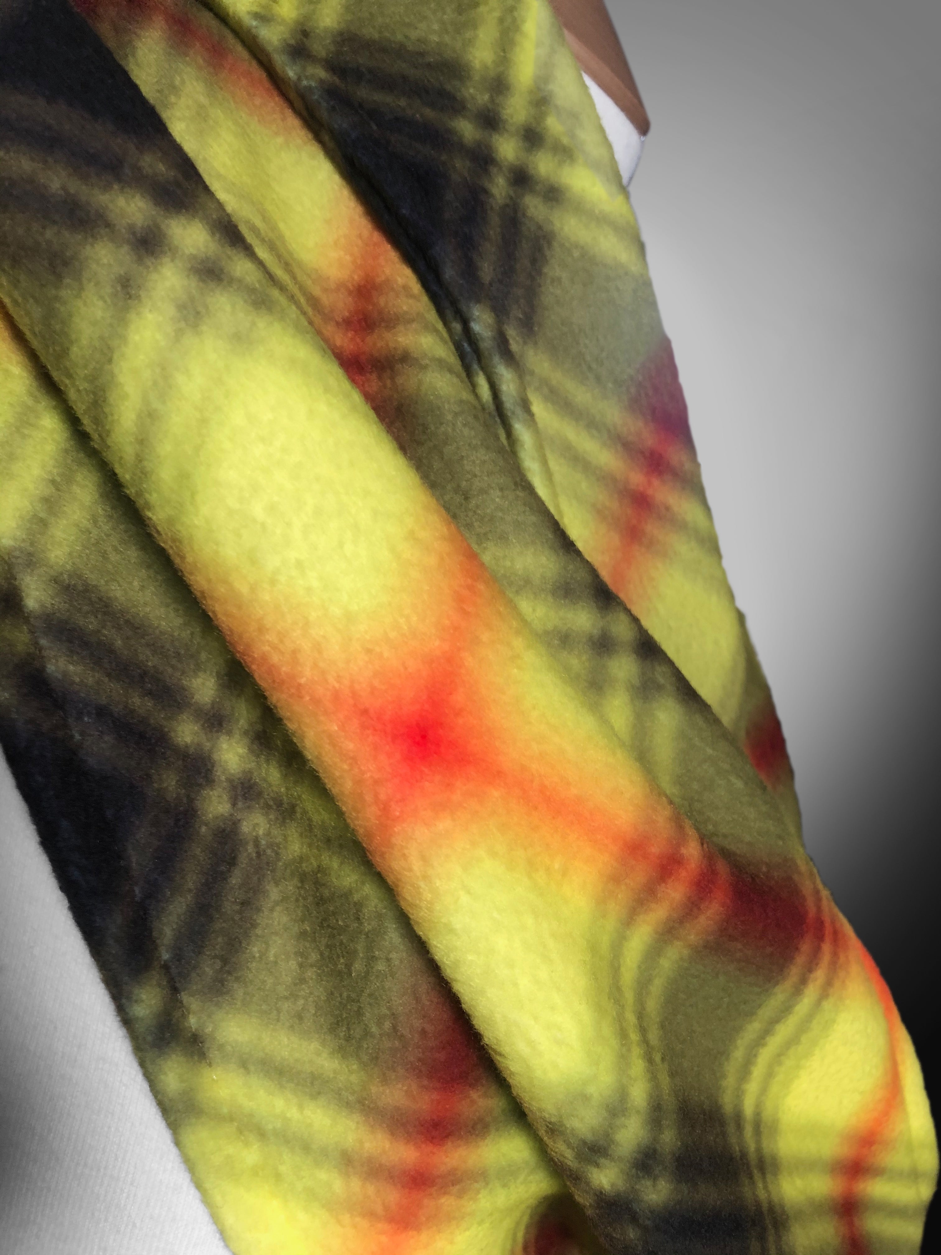 Virohazard tartan scarf, with the message to Be Aware - Coronavirus fundraiser by Steven Patrick Sim