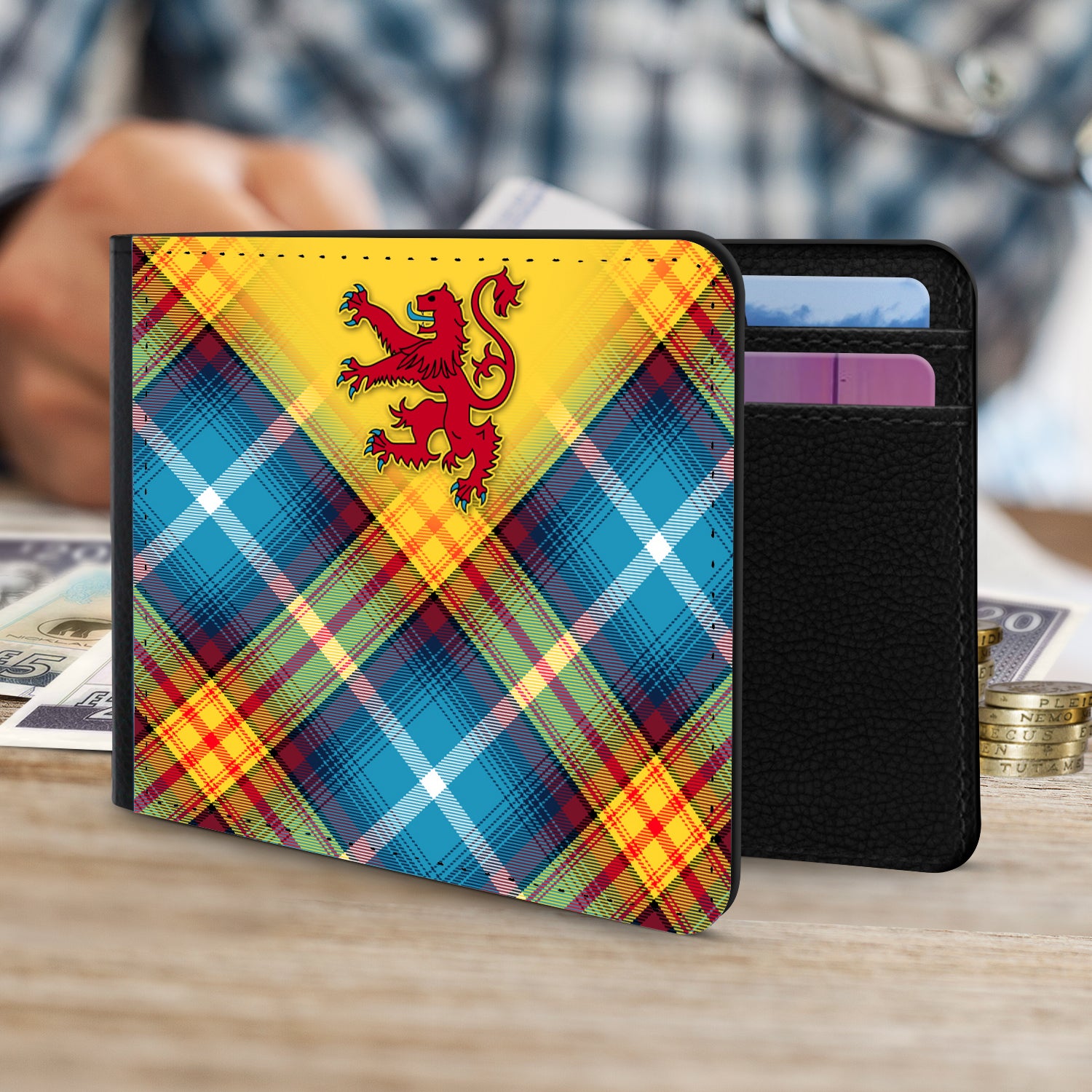The DECLARATION Tartan ~ Faux Leather Gentlemen's Wallet with Lion Rampant