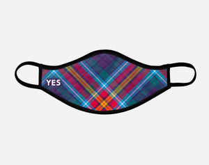 The YES IT'S TIME - Alba Gu Brath - Pro EU - European Union Scots Scottish Scotland - Nicola Sturgeon - Face Mask - face covering small - exclusively produced by Steven Patrick Sim the Tartan Artisan - Stevie Tartan Guy - featuring the Saltire - Small
