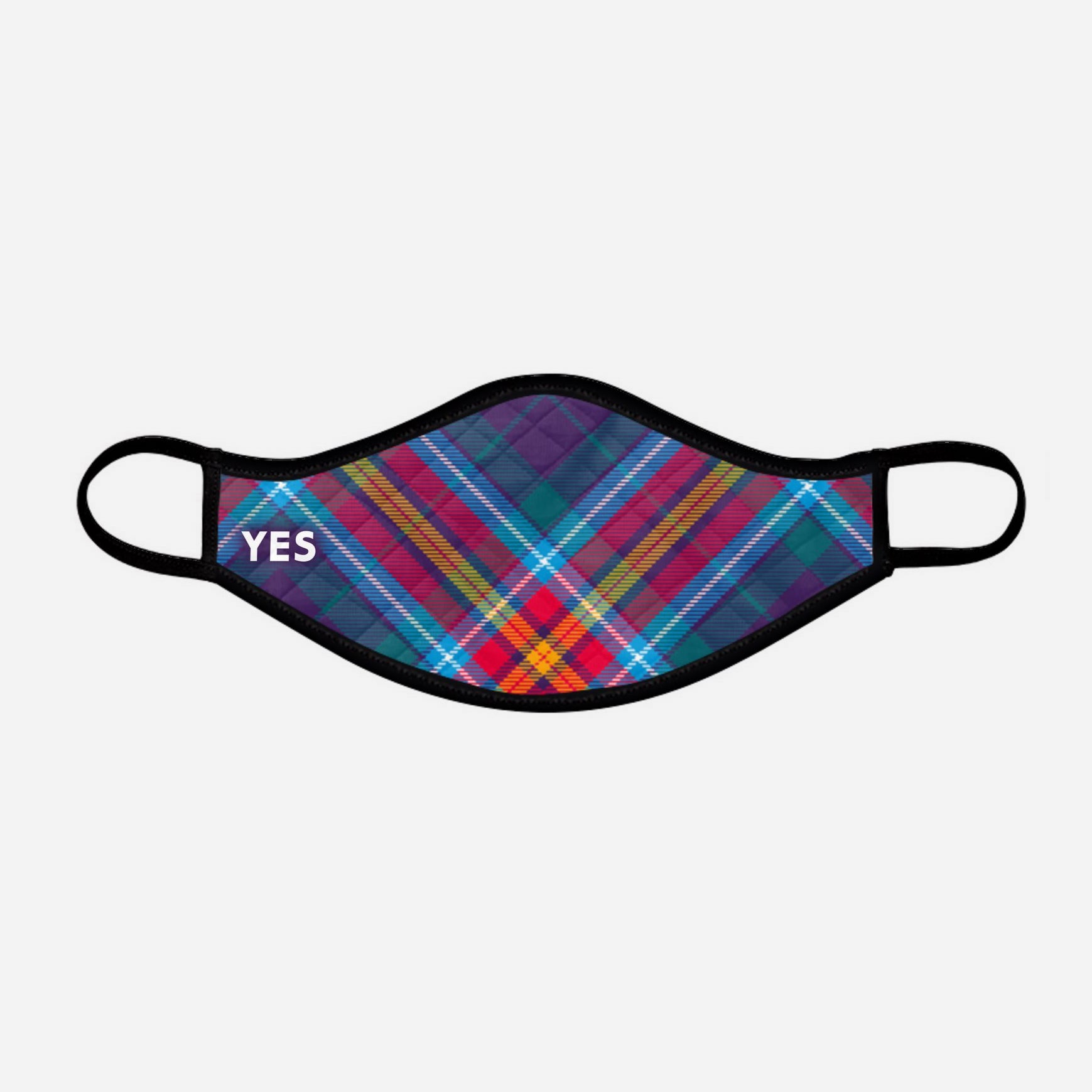 YES IT'S TIME - Alba Gu Brath - Pro EU - European Union - Nicola Sturgeon - Scottish Saltire face mask cloth covering with the unofficial tartan - Nicola Sturgeon - by Steven Patrick Sim the Tartan Artisan - Stevie Tartan Guy - small