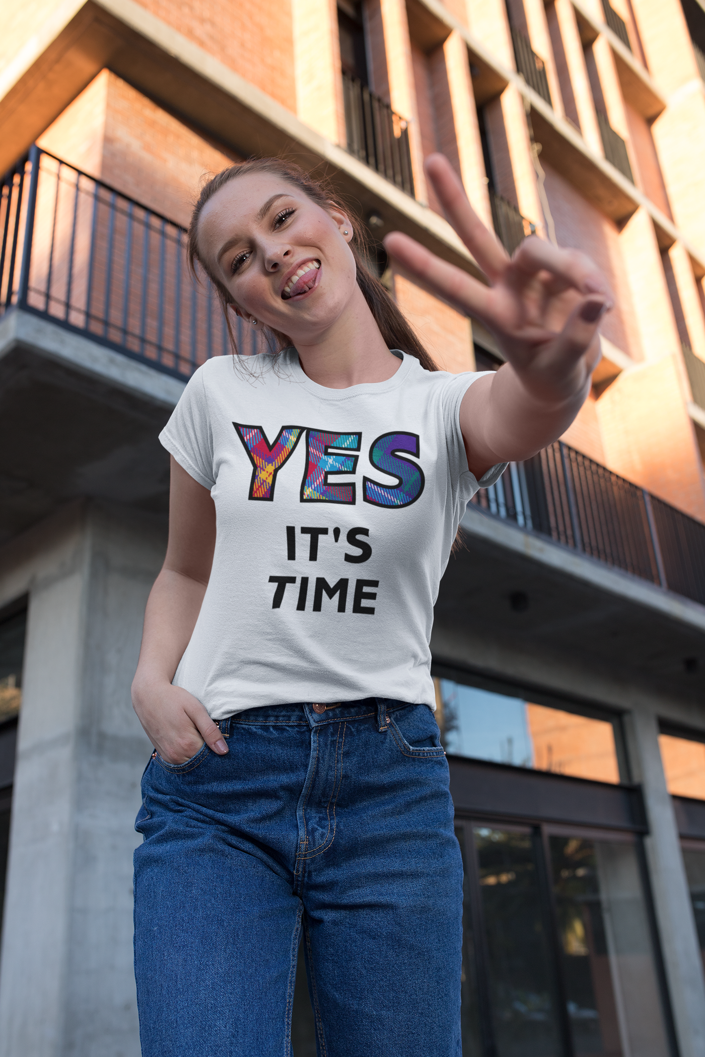 The YES Tartan white T-Shirt