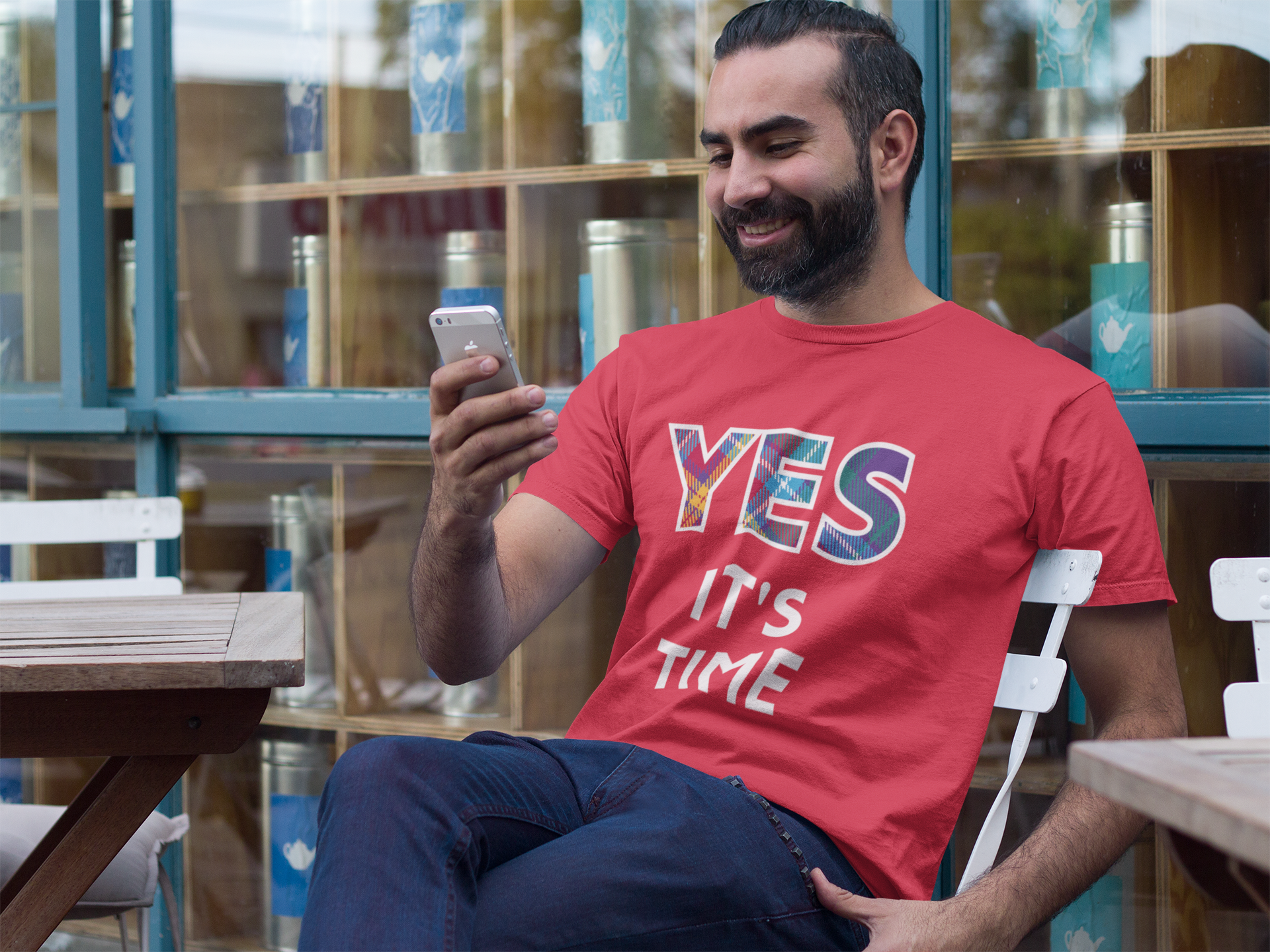 YES Scottish Independence tartan red T-Shirt