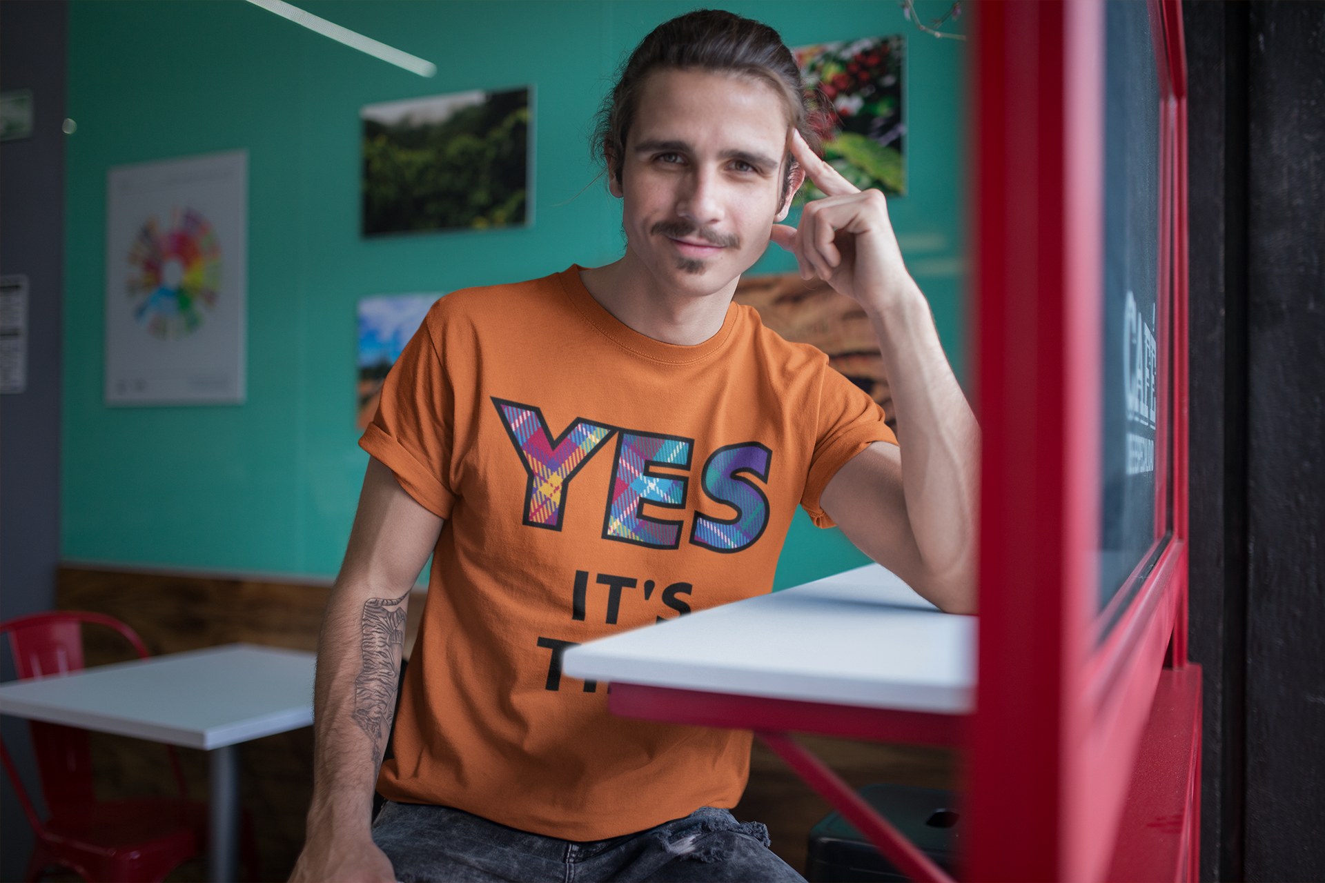 Orange YES Tartan T-Shirt