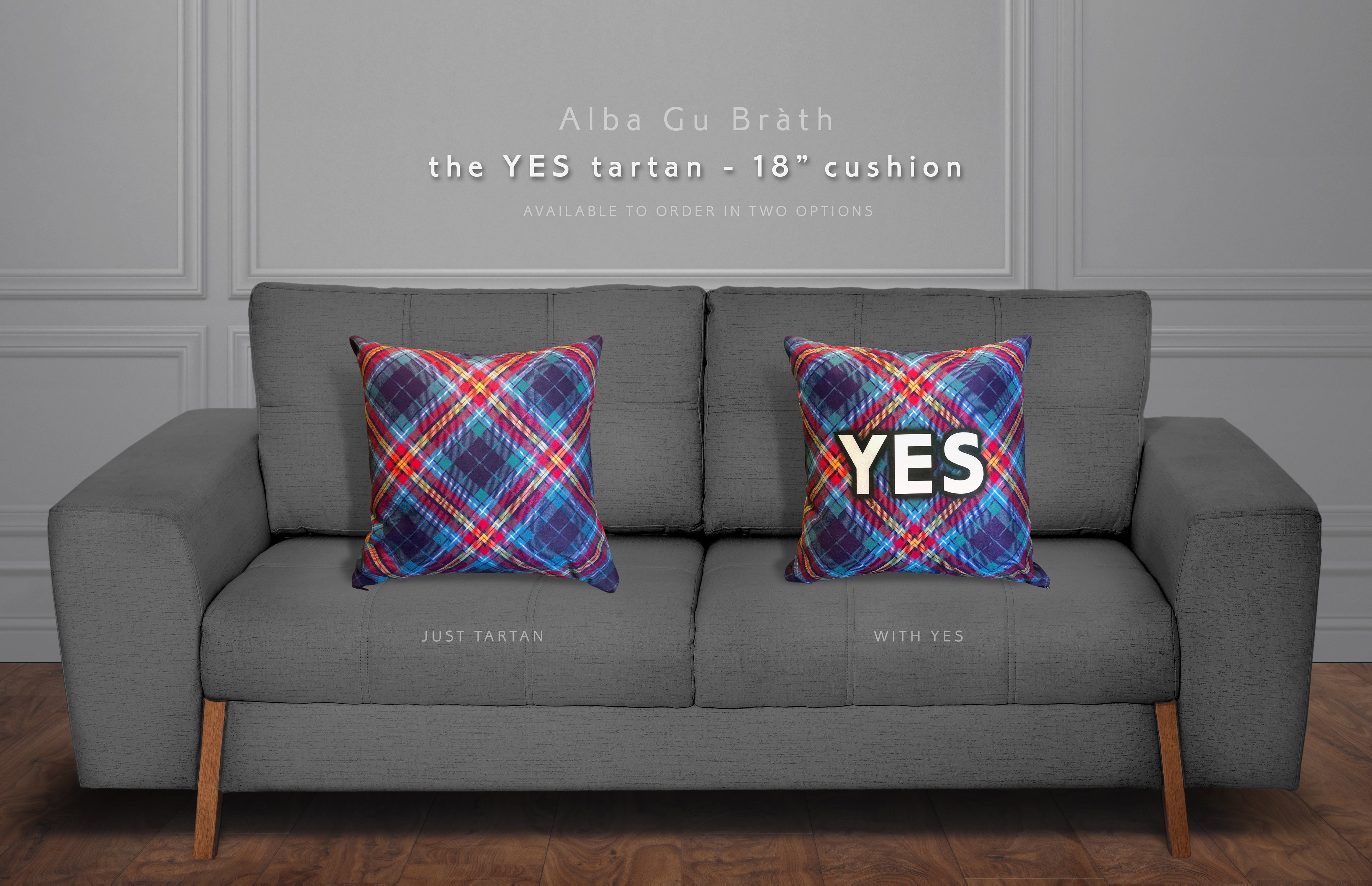 Tartan YES Faux Suede Cushion - 18"