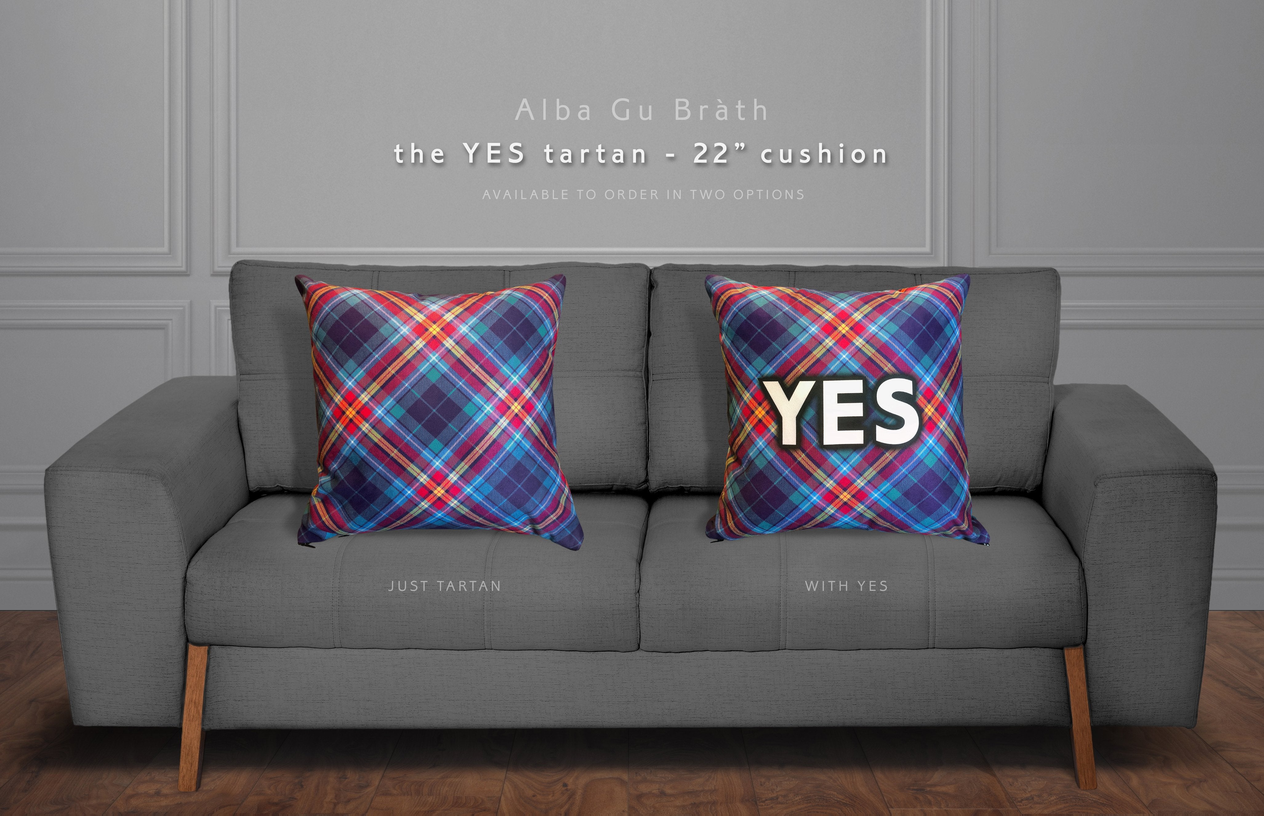 Tartan YES Faux Suede Cushion - 18"