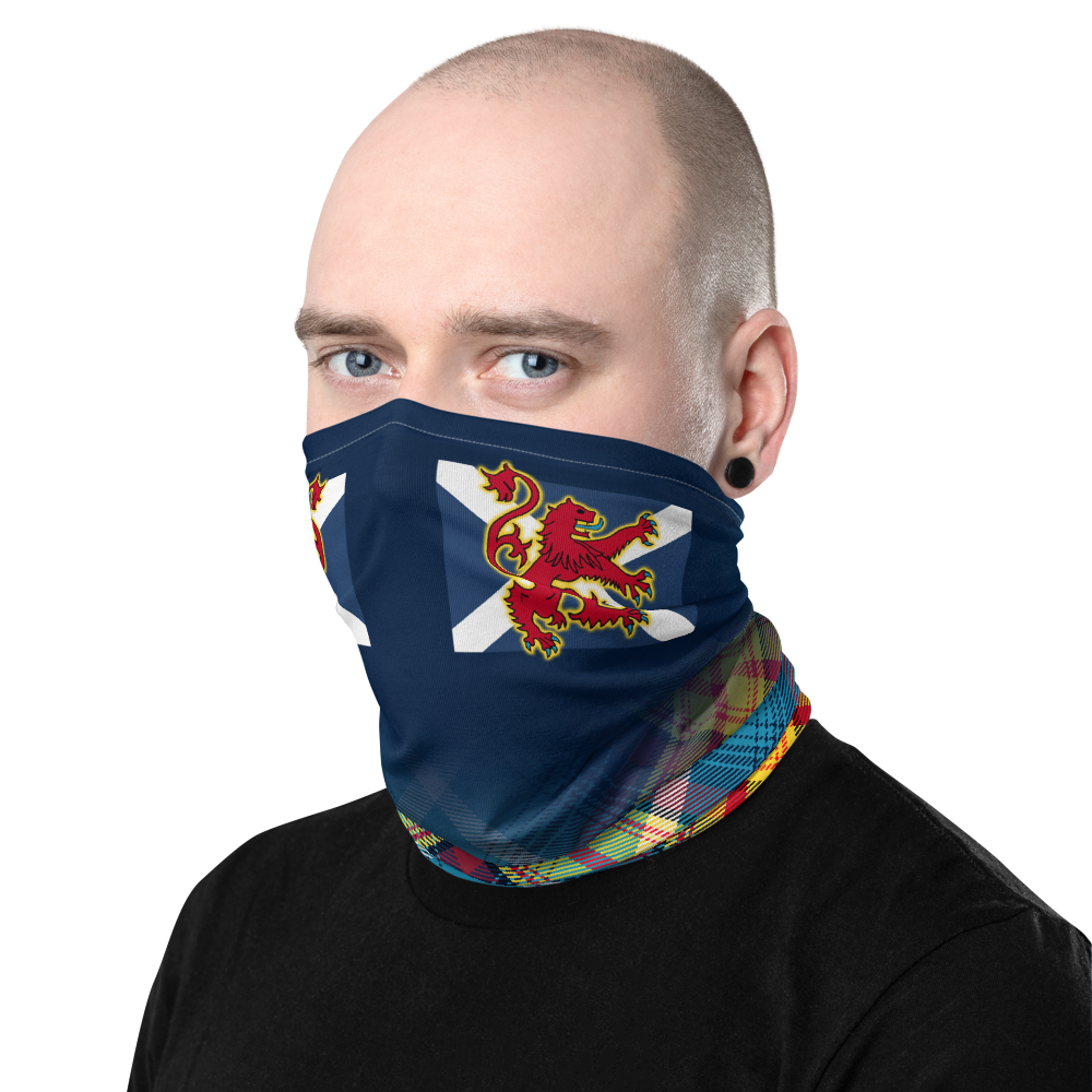 Lion Rampant and old Navy Saltire Declaration of Scottish Independence tartan Neck Gaiter 1