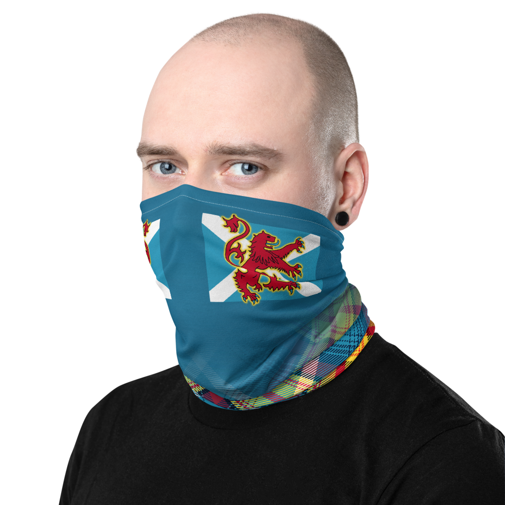 Lion Rampant and ancient azure Saltire Declaration of Scottish Independence tartan Neck Gaiter 1