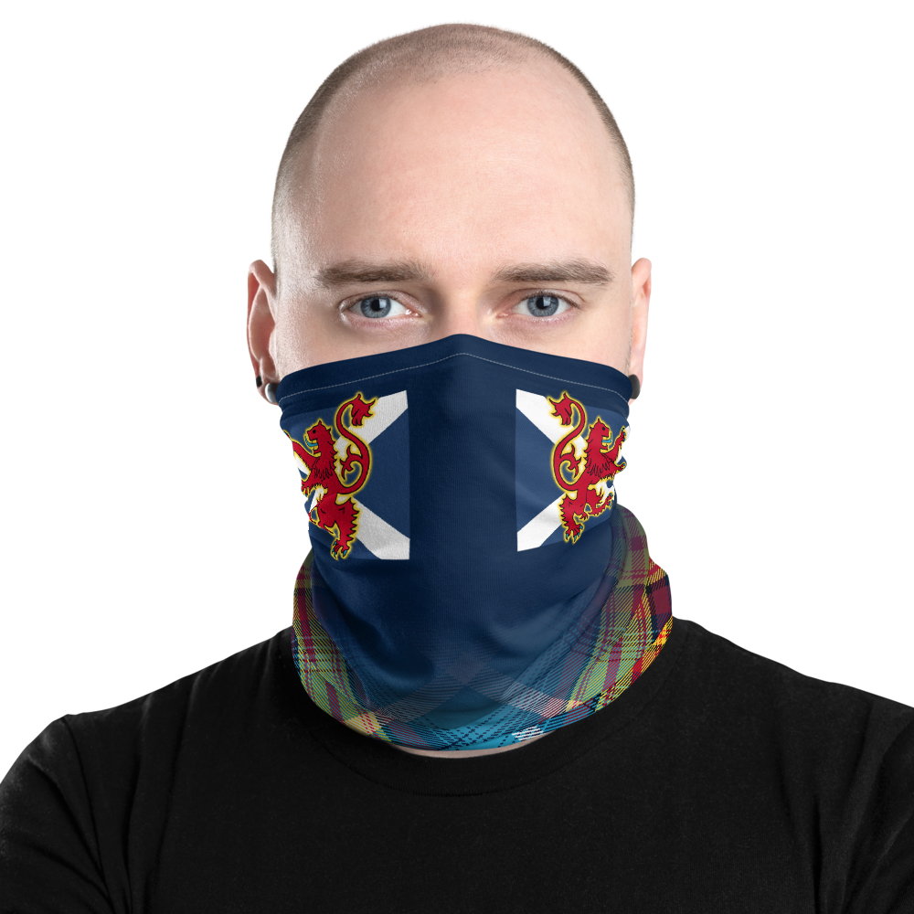 Lion Rampant and old Navy Saltire Declaration of Scottish Independence tartan Neck Gaiter 3