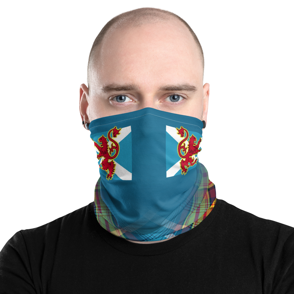Lion Rampant and ancient azure Saltire Declaration of Scottish Independence tartan Neck Gaiter 3
