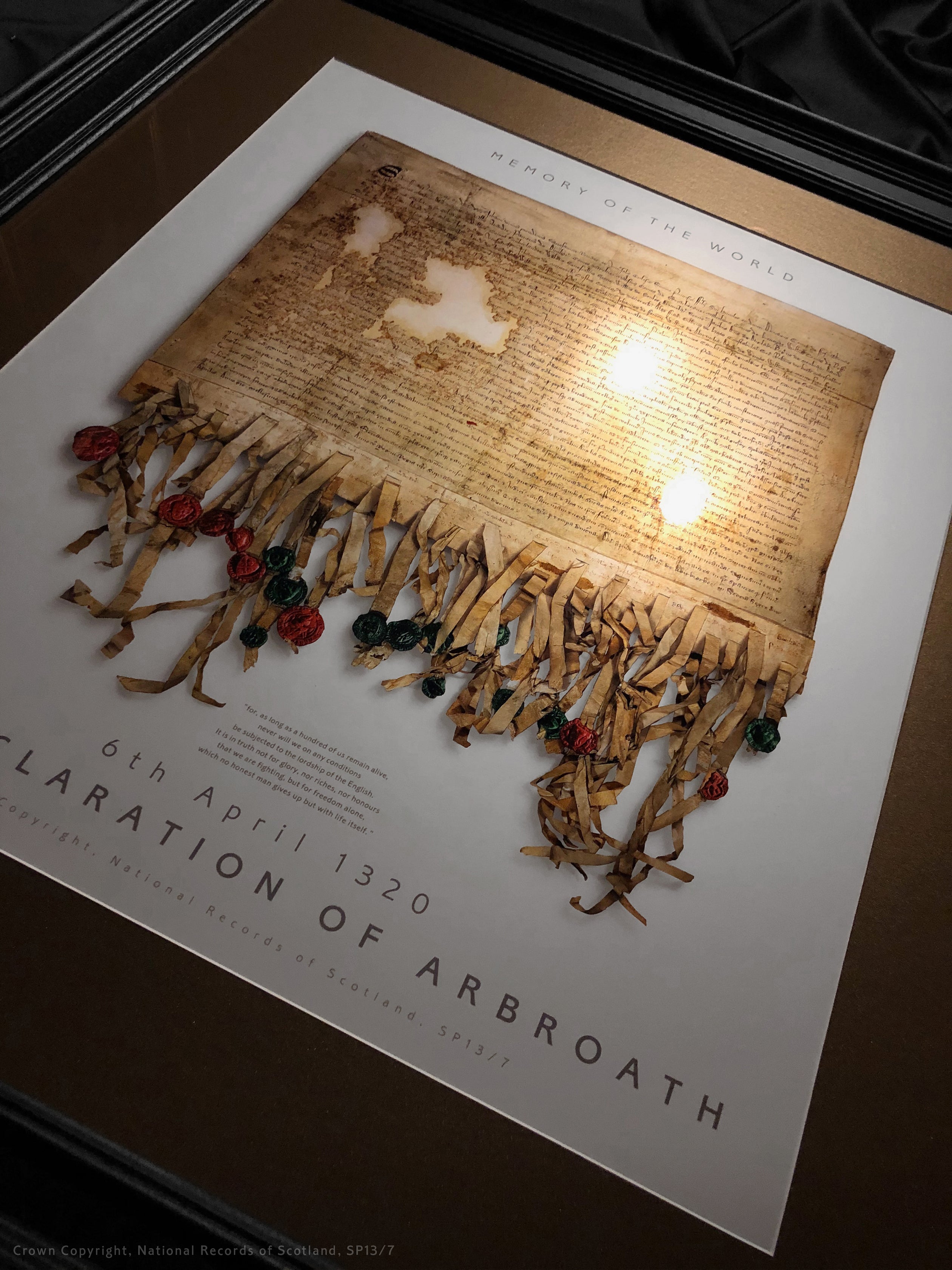 The Declaration of Arbroath Pearl Gold Metallic Prints - Limited Edition - laser printed Fine Art Metallic print! Certified by holographic certificate - Pearl and bronze