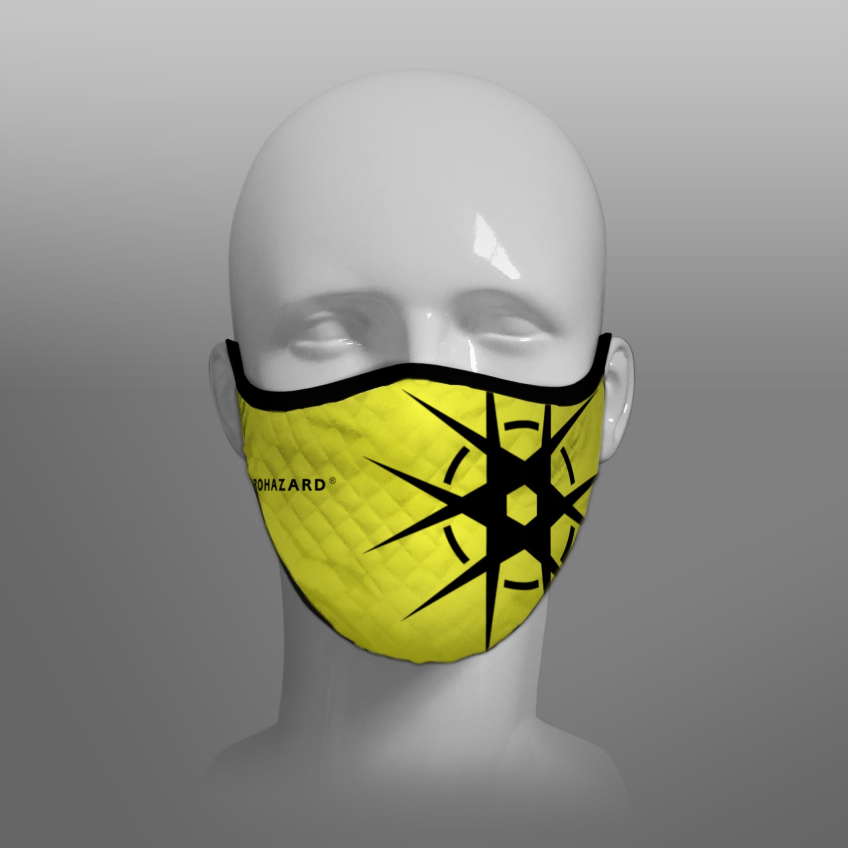 Virohazard tartan face mask facemask face-mask covid - 19 - pandemic Coronavirus - Nicola Sturgeon - Scottish cloth face covering filter - by Steven Patrick Sim the Tartan Artisan - Stevie Tartan Guy - yellow with logo